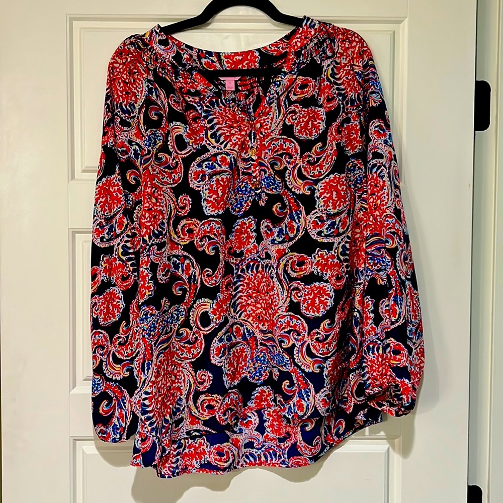 Lilly Pulitzer paisley elsa silk top XL
